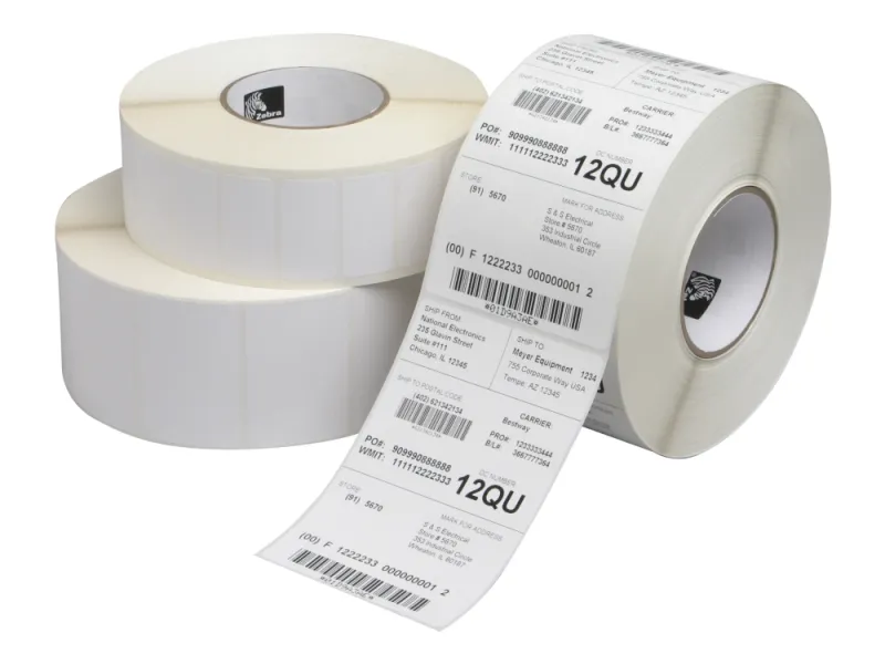 Alternativ bild 0 för Zebra Z-Perform 1000D - Väska med 12 etikettrullar med permanent självhäftande etikett - vit glansig - 101,6 x 76,2 mm (930 etiketter per rulle)