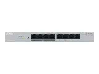 Produktfoto för Zyxel GS1200-8HP - Switch - Administrerad - 4 x 10/100/1000 + 4 x 10/100/1000 (PoE+) - skrivbordsmodell - PoE+ (60 W)
