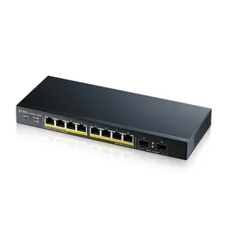 Produktfoto för Zyxel GS1900-10HP - Switch - smart - 8 x 10/100/1000 (PoE+) + 2 x Gigabit SFP - skrivbordsmodell, väggmonterbar - PoE+ (77 W)