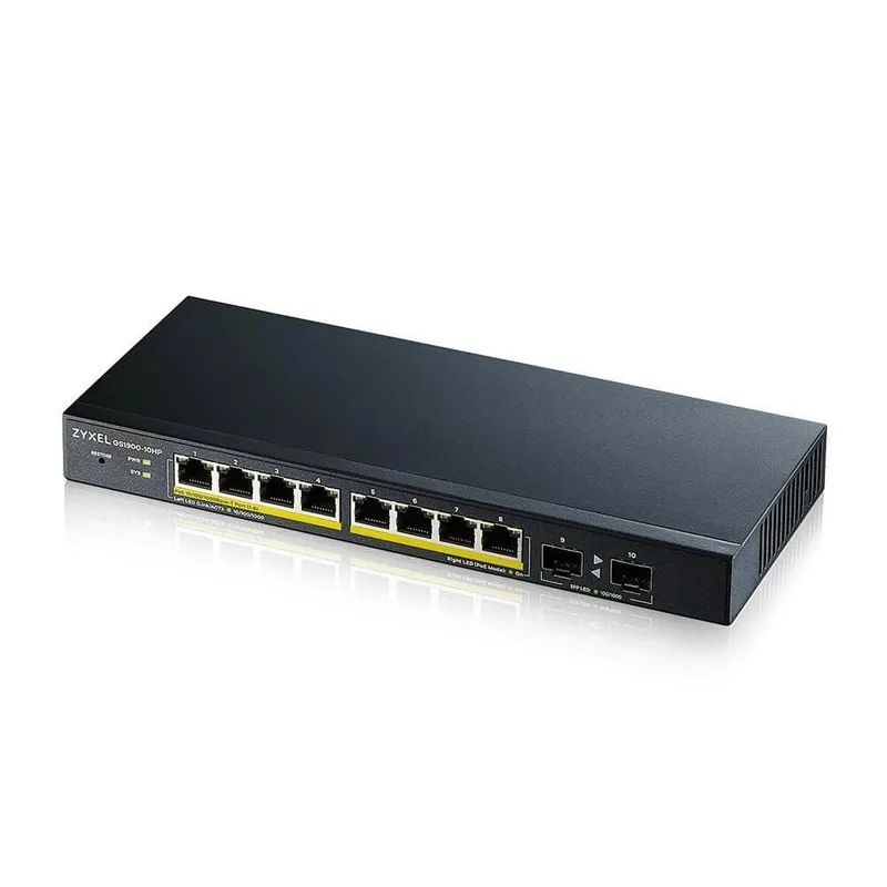 Alternativ bild 0 för Zyxel GS1900-10HP - Switch - smart - 8 x 10/100/1000 (PoE+) + 2 x Gigabit SFP - skrivbordsmodell, väggmonterbar - PoE+ (77 W)